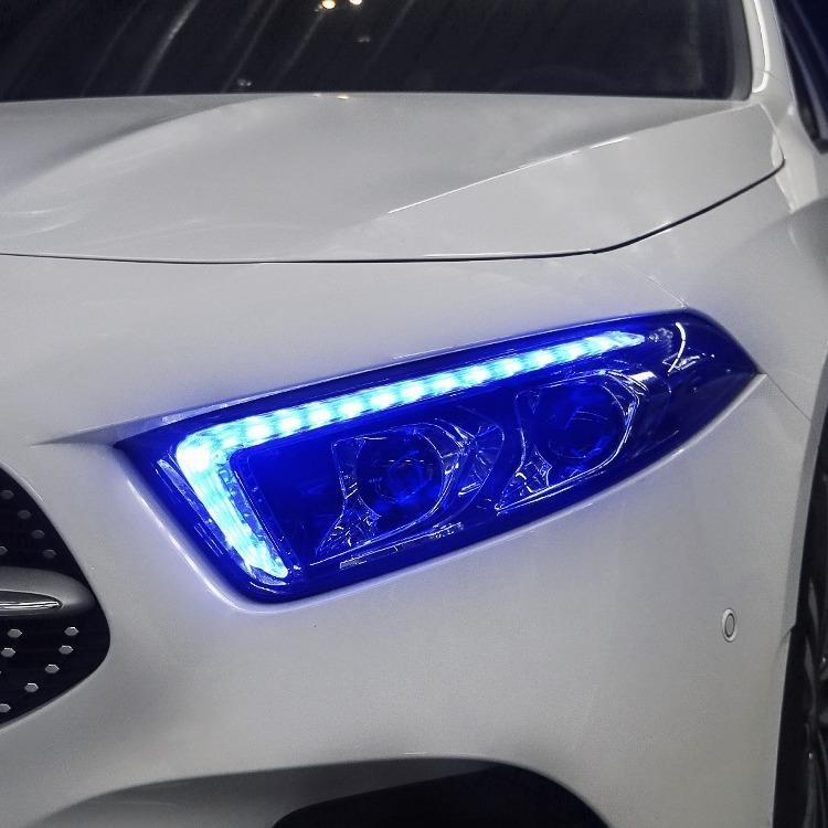 适用于奔驰A级大灯改装一抹蓝LED日行灯流光A180A200W177大灯总成