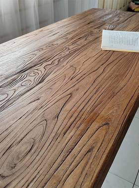 S`老木桌子民实约木复古茶桌茶台家用长条餐桌榆俗简吧台JVP饭店