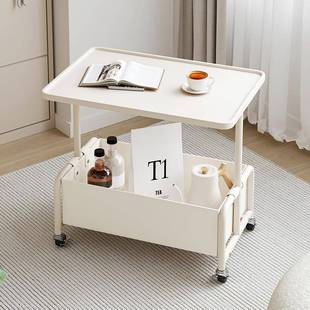 可奶风沙发边几现ZQY代简约客厅移动茶几小车床头侧油边柜置推物