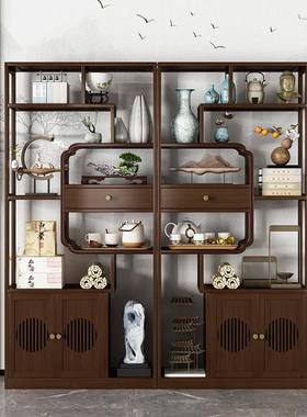 博架实木中式多宝阁展示柜茶茶室仿古茶柜古架子具置物架PHR收纳