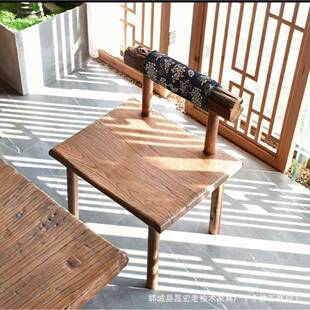 复古做旧矮凳民宿酒店休闲椅书房L2311沙客发椅中 老木榆靠背椅式