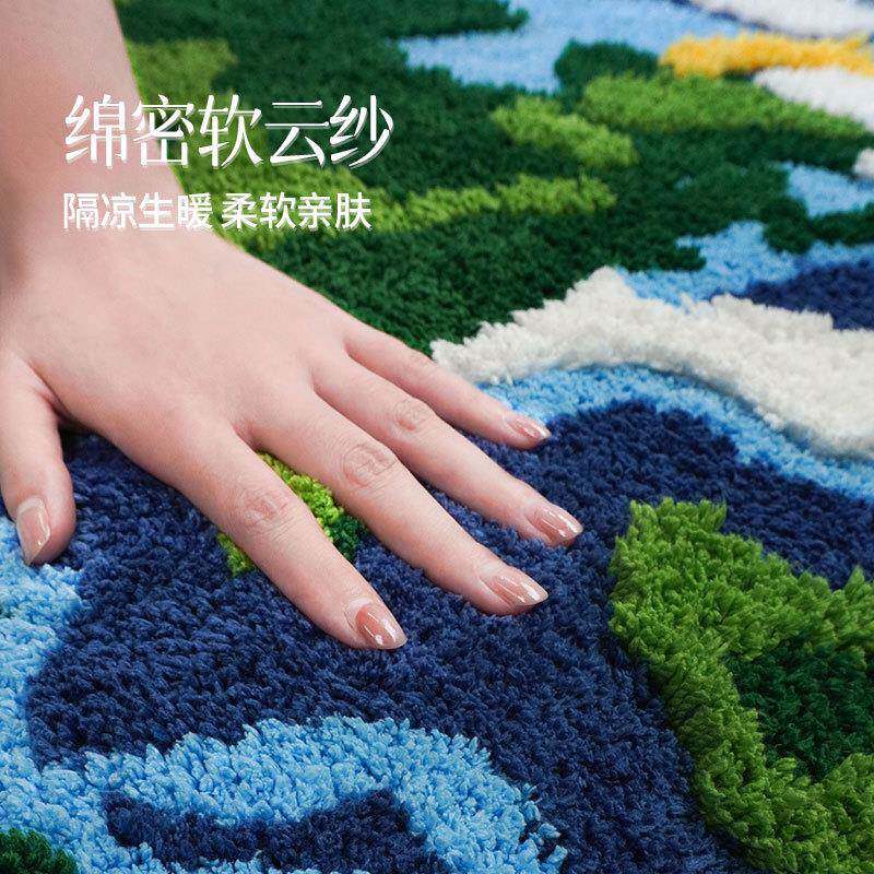 植绒地浴室藓垫毯卧室簇ZST绒地毯厅地毯机客织苔地毯