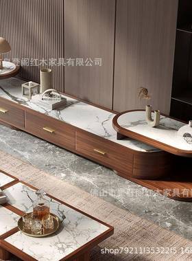 新现中乌金木实木茶胡几电视柜组合家用小LZX户型代简约式黑桃木