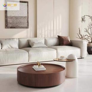 圆形茶几现代简约意感式 UND 客现代简约厅家用设计胡爆桃木茶几款