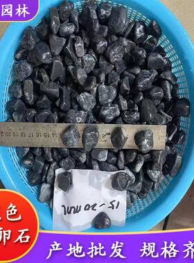 黑色鹅鹅卵石黑色鹅卵石灰黑811色砾石园林装饰卵石磨灰地面水石