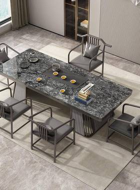 轻奢装岩高板茶现桌大茶台简约大板泡茶CTE桌套代端办公室茶桌椅