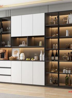 餐边柜靠气墙木柜子客厅收纳柜餐轨道OKU玻璃门酒柜厅柜轻奢大柜