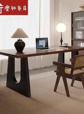 澳铂家实木餐桌书桌两用中古风小桌户型木饭客厅白蜡餐桌QCD用椅