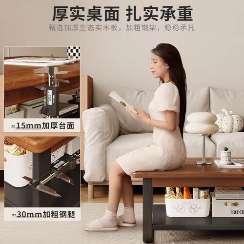 茶几客厅用小户型简约现代创意茶桌双层发边桌几家658C658D方桌简