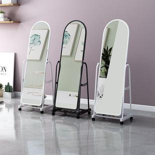 玻见详情璃镜可调意角度带任锁向轮穿衣镜子全地身镜落镜不变万形