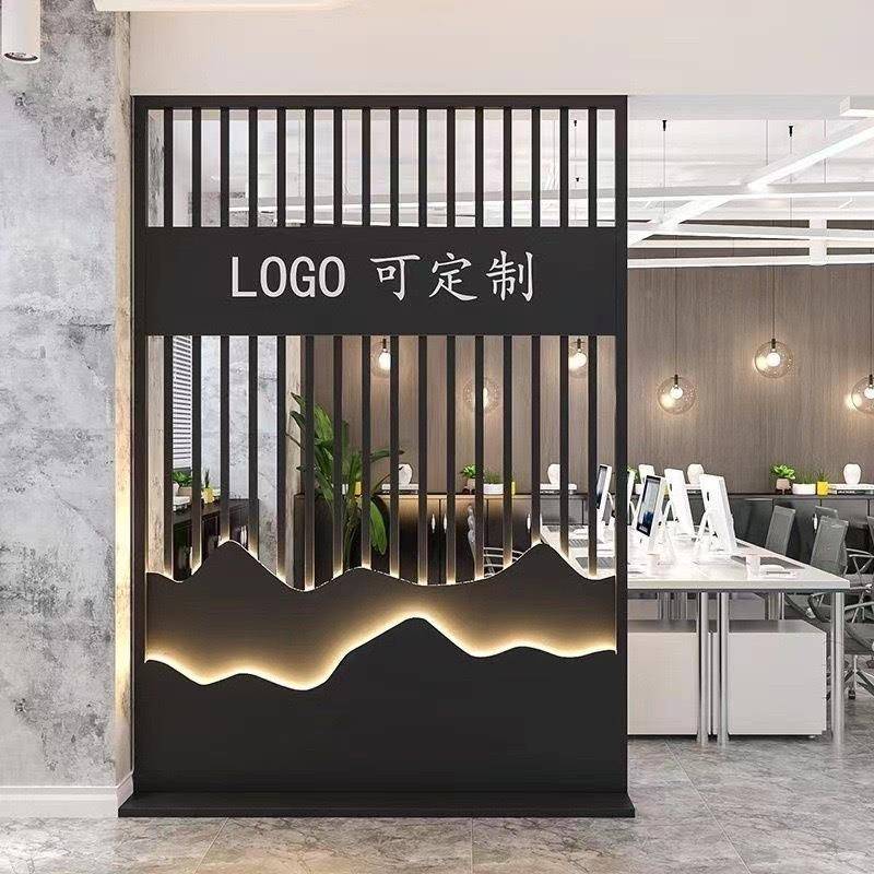 酒sf92688新款奢轻办公室公司铁艺屏风隔背断墙店大厅景形象墙入