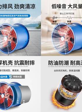 SF轴风机220业V工换气扇排气62扇排风扇防油耐高温流38V0管道抽风