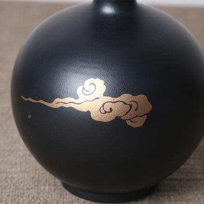 新中式瓷金色37701祥云陶玄花瓶摆软件样板房茶室装饰品关电视柜