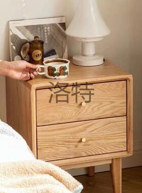 L特高款木床头柜落地超窄约家用实橡XVP木简易抽床边屉柜卧室简客