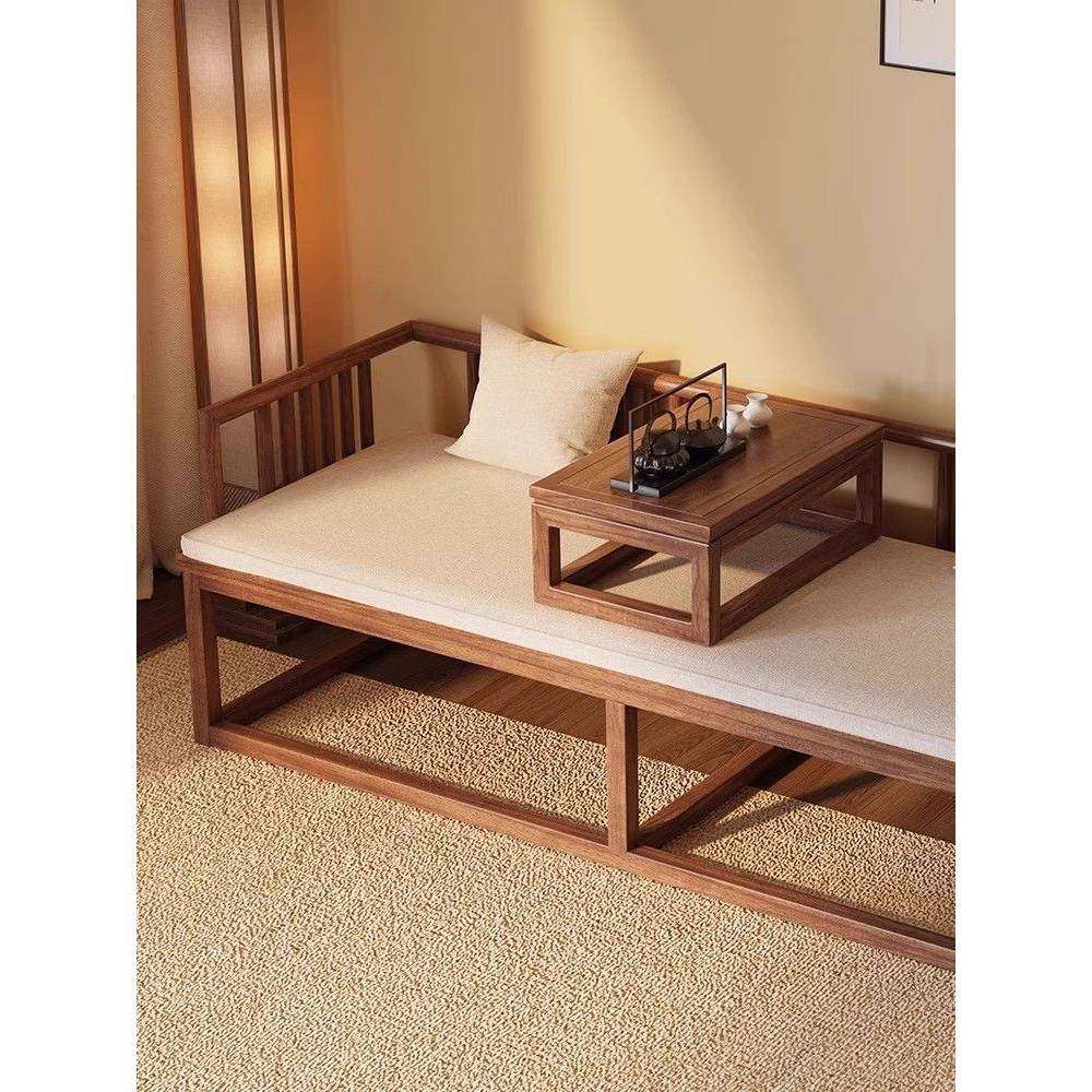 罗全实木汉床新中式约沙发床明式简客厅用家BNY组合小户型躺椅贵