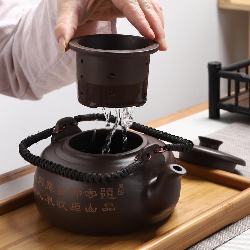 紫砂茶具套装大容量手紫茶砂泡壶提梁带过滤内提174胆特大号家壶