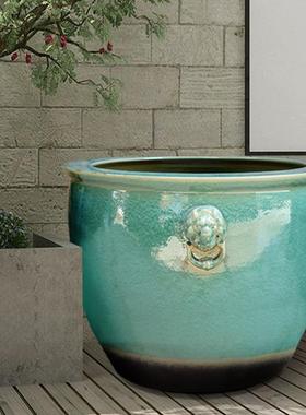 造陶瓷鱼客厅锦鲤翡翠BAP绿景养鱼院户外招财缸特大庭号老式大水