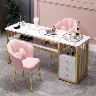 网红美甲桌济型美甲店子椅子桌套装 轻奢经双人美甲包台邮 CHE日式