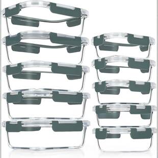 密封加厚长方形保温饭盒冷藏保鲜高硼硅玻璃10件套办公带饭餐盒