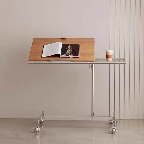 北欧可升降移动桌子简约复古办公桌小户型客厅边桌小推车带轮茶几