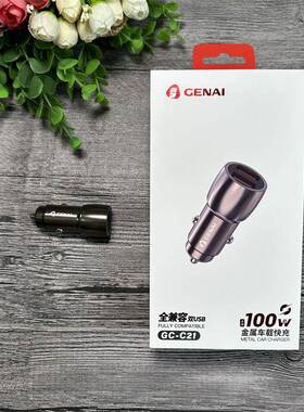 歌奈GC-C21车充100W金属双usb全兼容闪充
