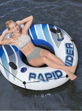 43116加厚超大号胖子泳圈成人充气救生浮圈带把手冲浪坐圈