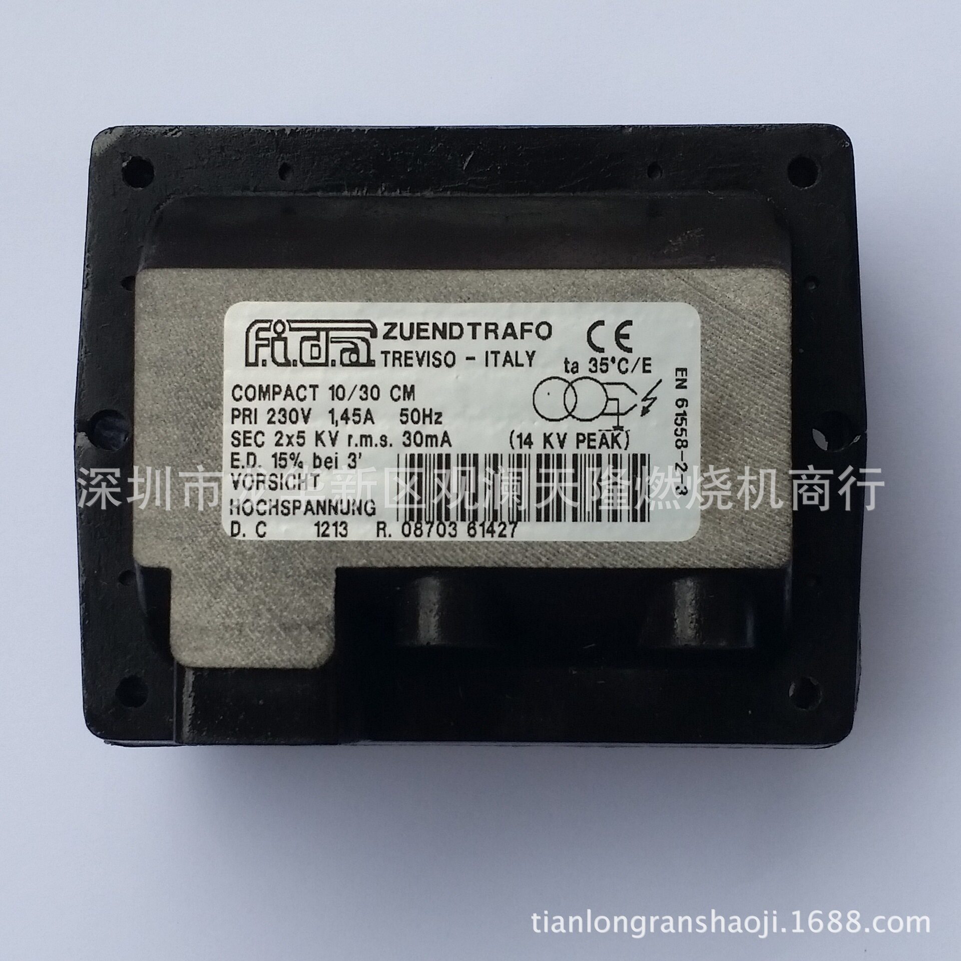 Fida飞达牌10/30CM2x5KV30mA15%双极燃油燃烧机高压点火器