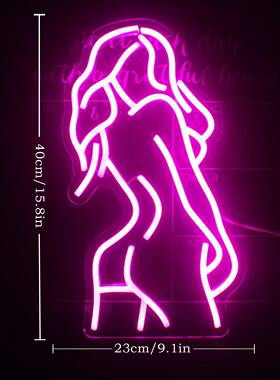 GamerneonLady霓虹灯标志粉红色女士背面LED霓虹灯卧室灯USB
