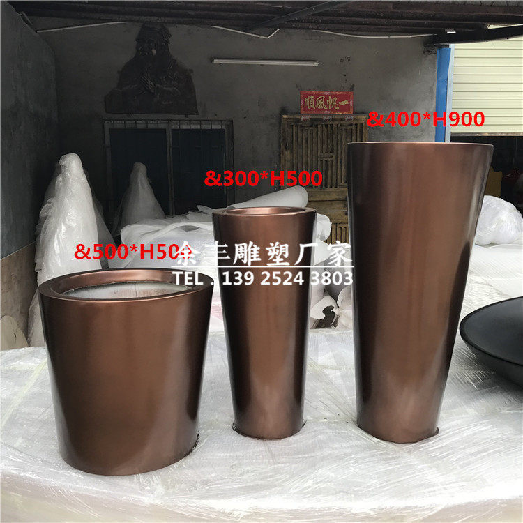 商场室内玻璃钢圆柱形组合花盆购物百货落地装饰花盆花器