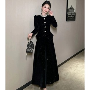 高端精致亮闪闪名媛连衣裙女新款年会晚宴重要场合高级感礼服长裙