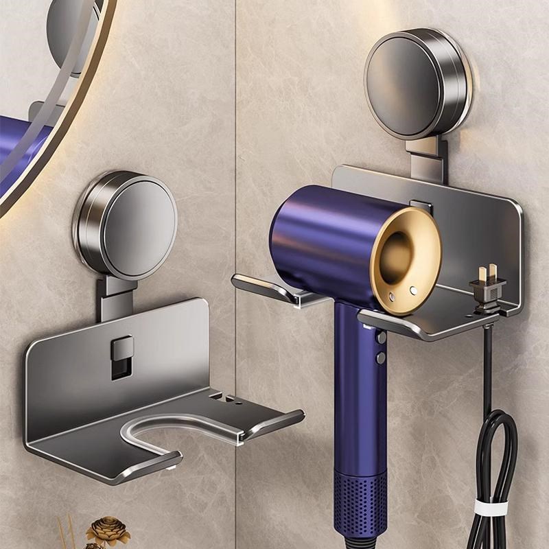 吸盘吹风机置物架多功能牙刷漱口杯化妆品收纳架免打孔壁挂奶油风