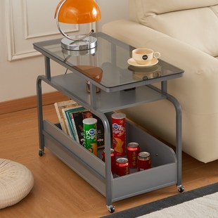可移动碳素钢茶几客厅家用沙发边几角几多功能床头柜置物架小桌子