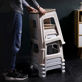 加厚塑料凳子餐厅简约高凳子板凳朔料熟料方椅子家用经济型胶登子