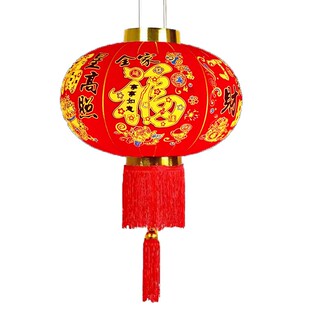 植绒布福字大红灯笼春节新年大门挂饰自建房装饰节庆喜庆街道装扮