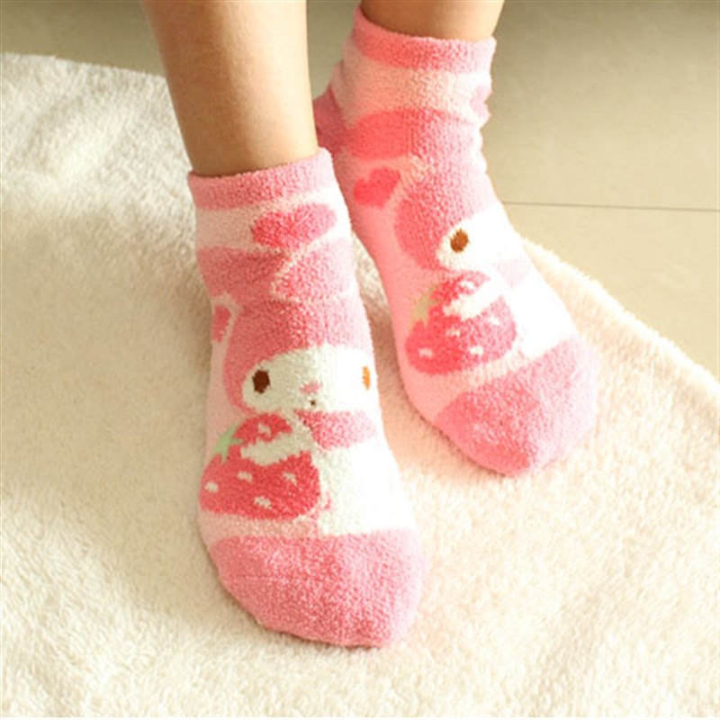 毛绒袜子女冬季女童短筒袜可爱加厚加绒保暖小女孩毛袜子