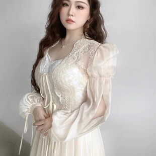 晨袍吊带长裙订婚度假新娘裙结婚 复古胖mm显瘦开衫 260可穿 大码