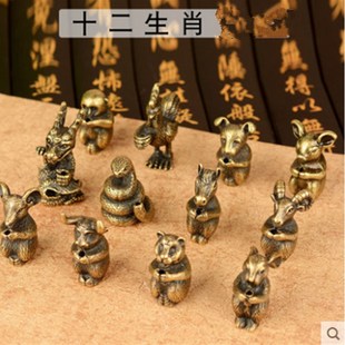 十二生肖小摆件全套纯铜属相工艺饰品属鼠牛虎兔龙蛇马羊猴鸡狗猪