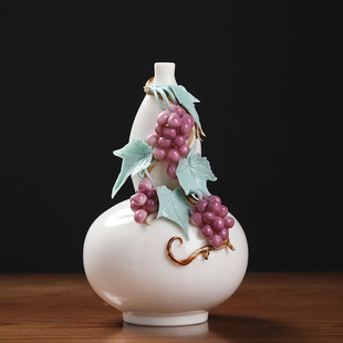 《多子多福》陶瓷手工葫芦花瓶摆件中式家居客厅装饰礼品日常送礼