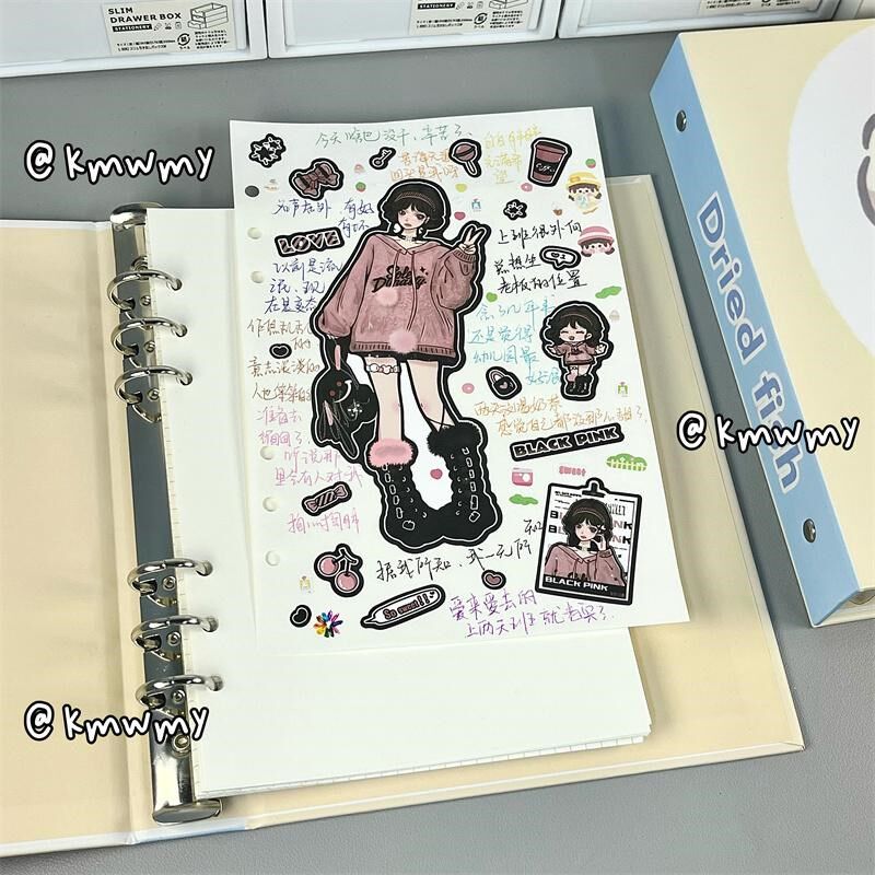 芝士小猫活页本A5活页笔记本硬外壳学生6孔替芯可拆卸diy手账本子