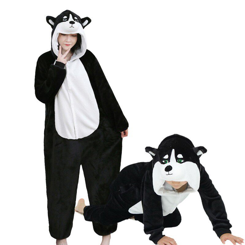 节日演出成人亲子连体睡衣小鸡老鼠兔子哈士奇黄狗卡通动物表演服