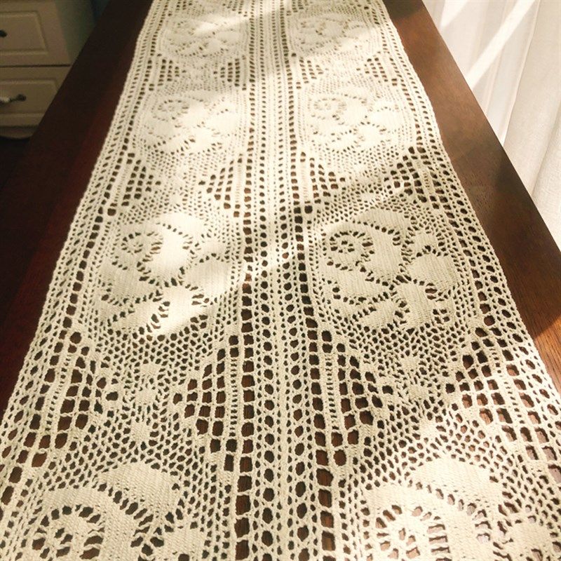 美式乡村纯棉蕾丝钩针茶几餐桌斗柜鞋柜桌旗桌布盖巾文艺森系拍摄,居家布艺,桌旗,淘宝优惠券,粉丝福利购,淘宝优惠卷