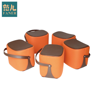 北欧创意儿童手提马鞍矮凳简约沙发凳脚踏创意换鞋成人皮小板凳子