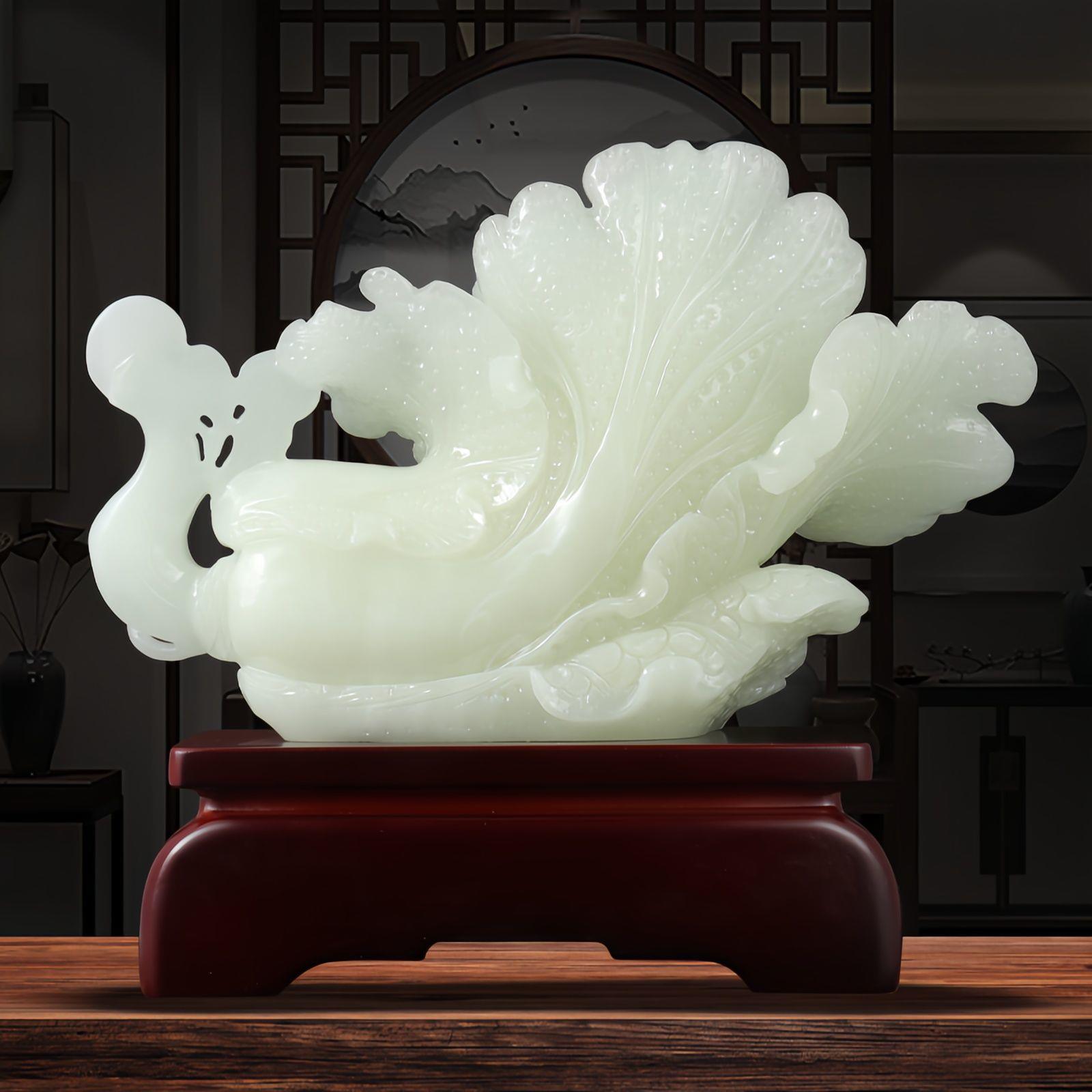 玉石摆件纯天然白菜客厅电视柜玄关书房招财开业乔迁送礼高档礼品
