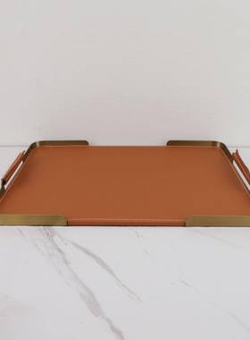 现代简约黑皮托盘样板房办公卧客厅餐厨房CH0062厅家室居软装室饰