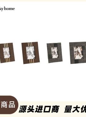 迪斯凯奢18915+18都市轻相咖色皮质属装饰相框家居装金饰框画框