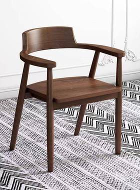 北欧实木肯餐椅迪总广岛EYX椅茶椅会议统办公椅靠背椅单人商用书