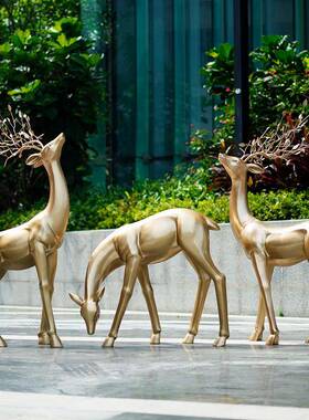 玻璃钢抽象梅花鹿区雕35223塑几何摆件售楼处小坪动物园草鹿林景