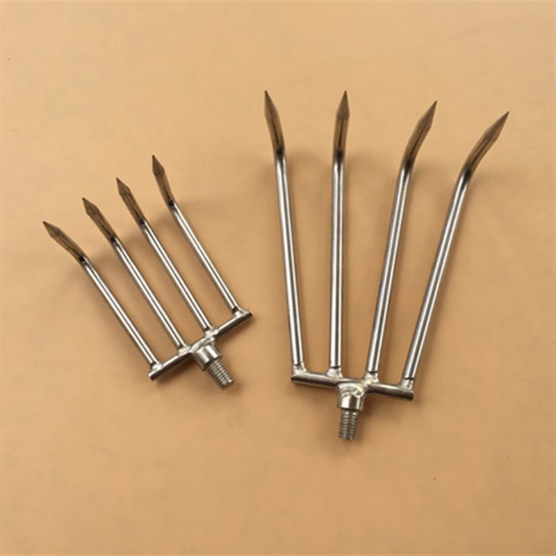 不锈钢加厚4齿耙子7型金属水草钩子5米7米加长伸S缩抄网杆取物耙