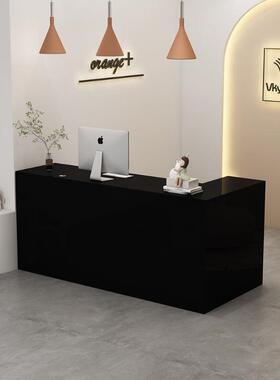 转219角收银台奶油风前台小L型代吧台简约柜台现服装店待台型柜接