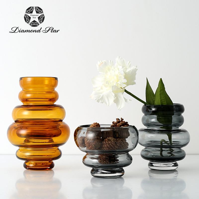 石星多彩玻花瓶璃12091上下搭配可拆花瓶创意家居插分花器钻摆件